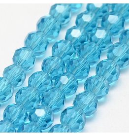 6mm Round  Transparent Aqua Blue   x95