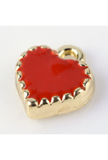 Heart Charm 8mm Red Gold  x5