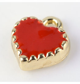 Heart Charm 8mm Red Gold  x5