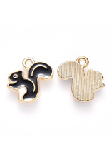 Squirrel Charm 12mm Black Gold  x5