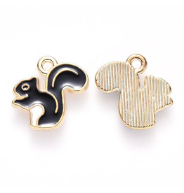 Squirrel Charm 12mm Black Gold  x5