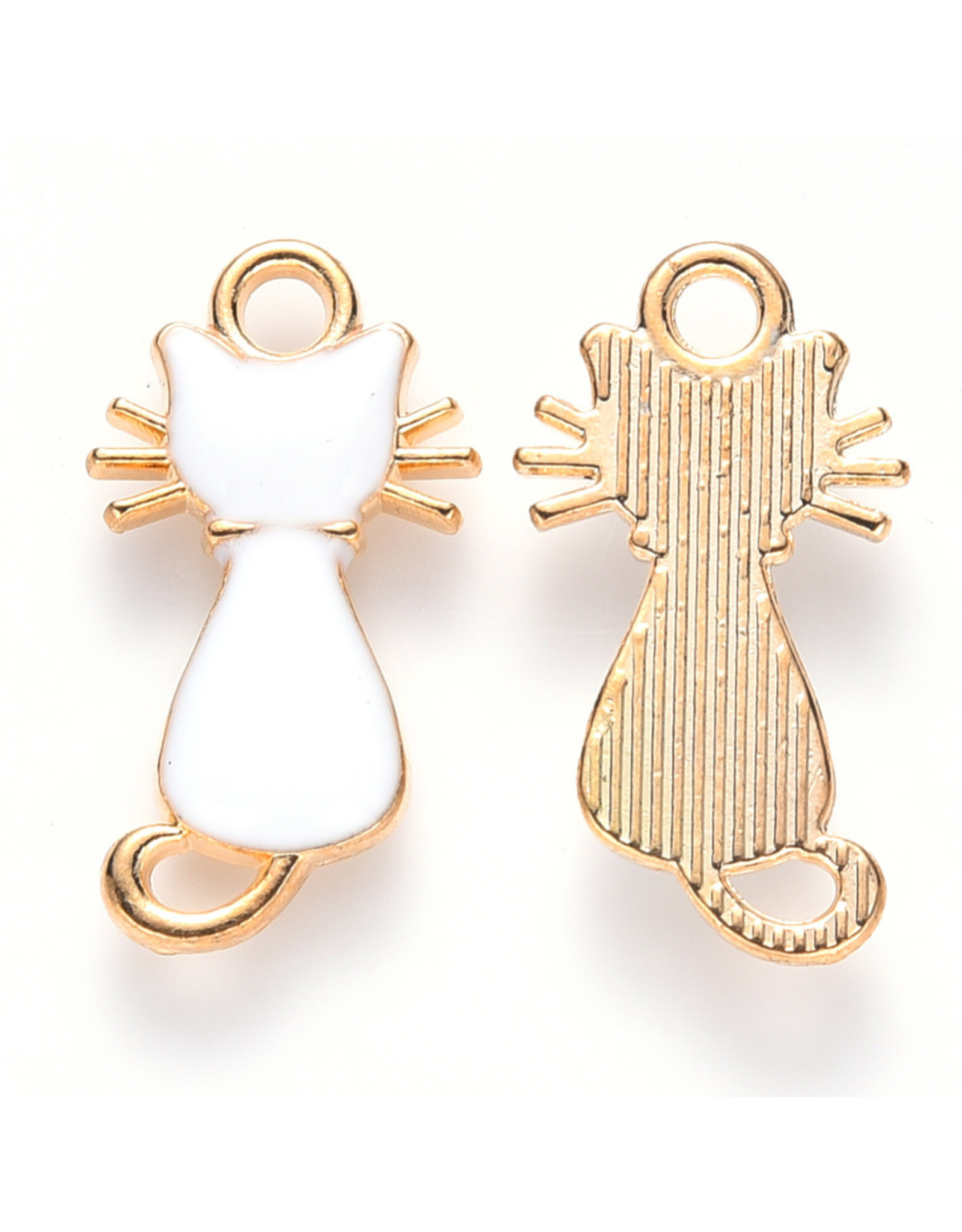 Cat Charm 22mm White  Gold  x6
