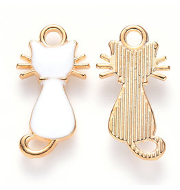 Cat Charm 22mm White  Gold  x6