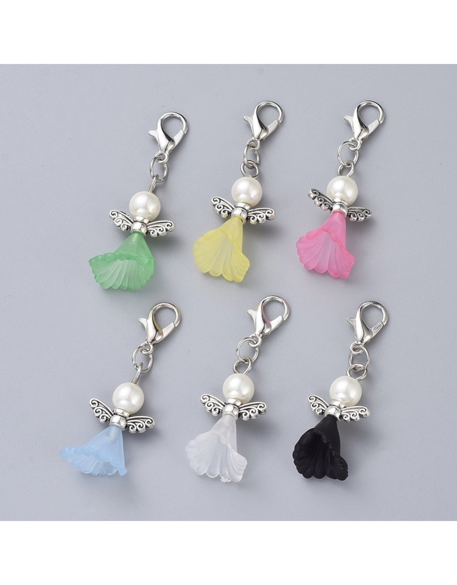 Angel Zipper Pull 40mm Mixed  Antique Silver x5