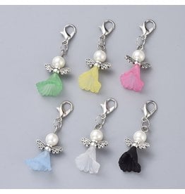 Angel Zipper Pull 40mm Mixed  Antique Silver x5