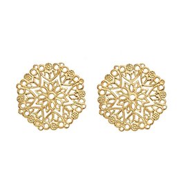 Octagon Link Filigree  35mm Gold  x5