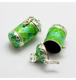 Wish Pendant Brass 28x19x15mm Green Silver x1