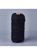 Cotton Cord  3mm  Black  x100m