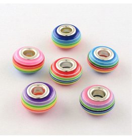 14x9mm Resin Rainbow Bead  x5