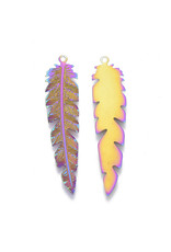 Feather 42x9mm Rainbow Stainless Steel  x4