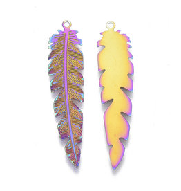 Feather 42x9mm Rainbow Stainless Steel x4