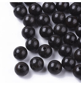 8mm Wood Round Bead Black x100