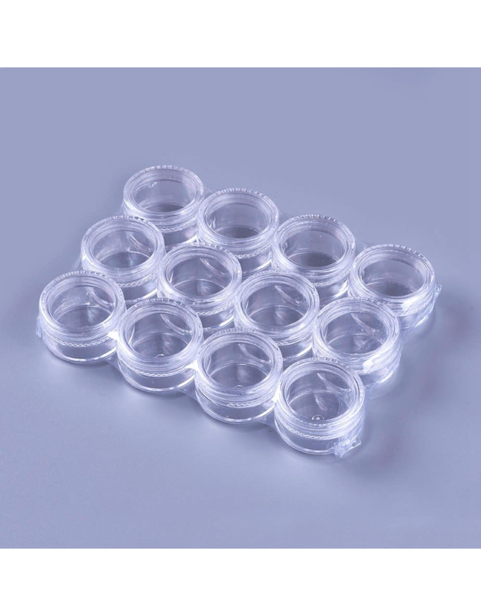 Bead Container with screw on lid Clear  3x1.8cm x12