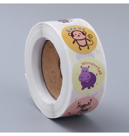 Coloured Sticker Animals 25mm  x1 Roll  500pcs