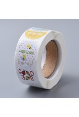 Coloured Sticker Round Words of encouragement 25mm  x1 Roll  500pcs