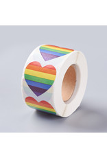 Rainbow Heart Sticker 38mm  x1 Roll  500pcs