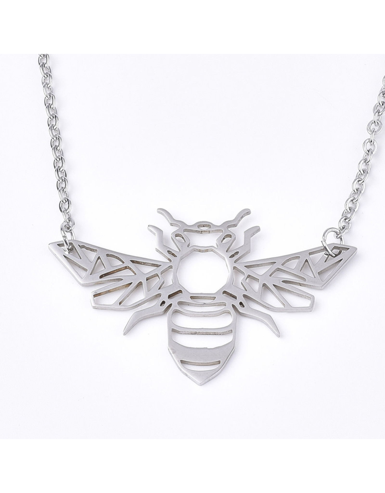 Bee  Necklace Stainless Steel   25x39mm  17'' x1