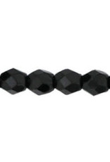 Czech 3mm Fire Polish  Jet Black  x50