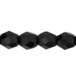 Czech 3mm Fire Polish  Jet Black  x50
