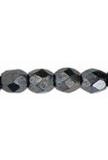 Czech 3mm Fire Polish  Hematite Grey  x50