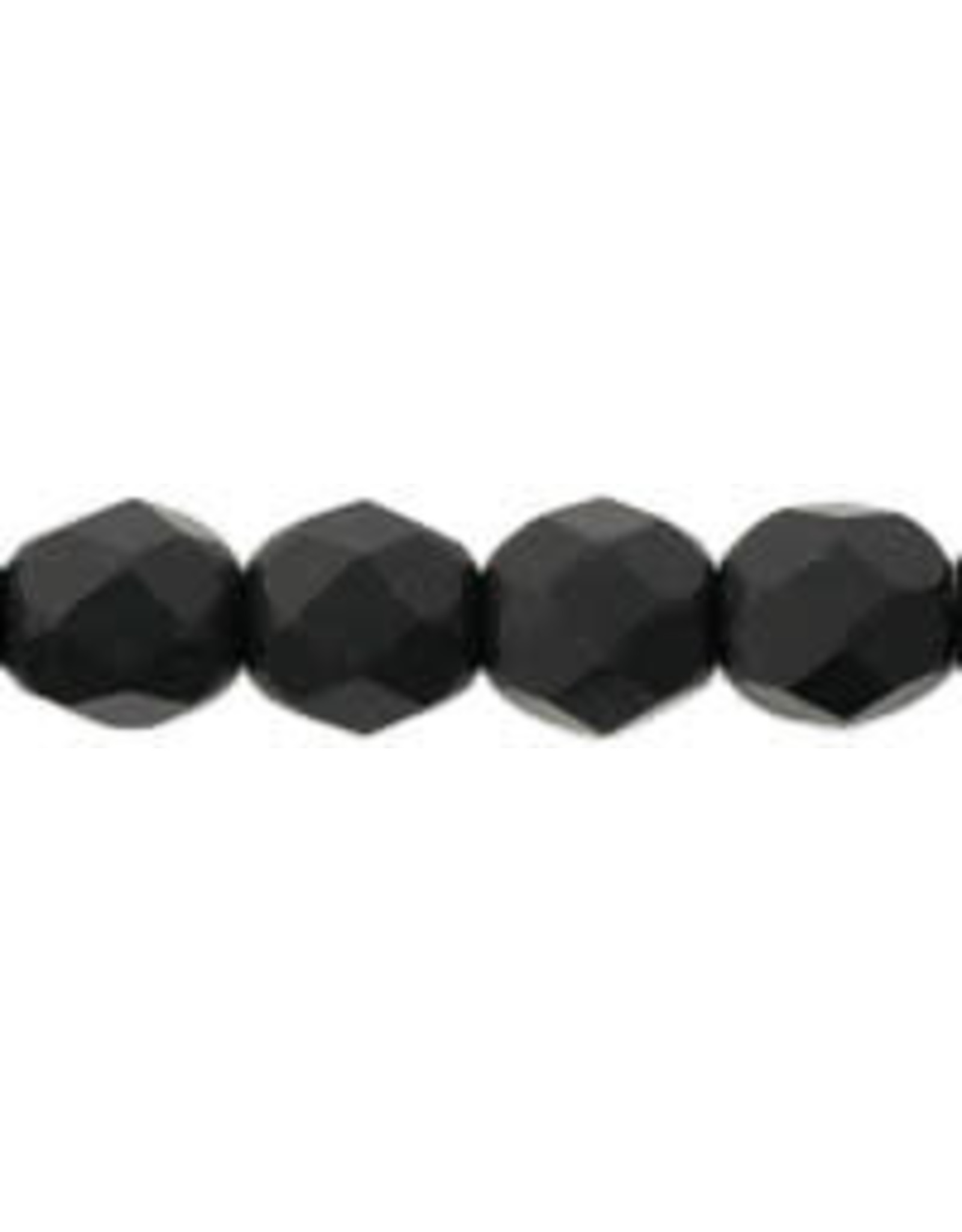 Czech 4mm Fire Polish  Jet Black Matte  x50