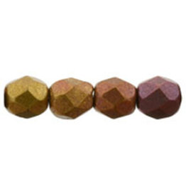 Czech 4mm Fire Polish  Bronze  Brown  AB Matte Metallic  x50