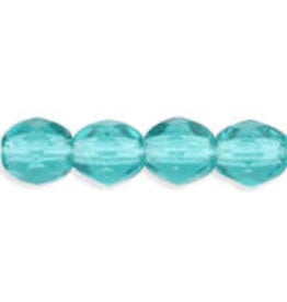 Czech 4mm Fire Polish Light Teal Green x50