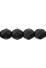 Czech 6mm Fire Polish  Jet Black Matte x25