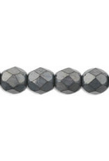 Czech 6mm Fire Polish  Hematite Grey Metallic  x25