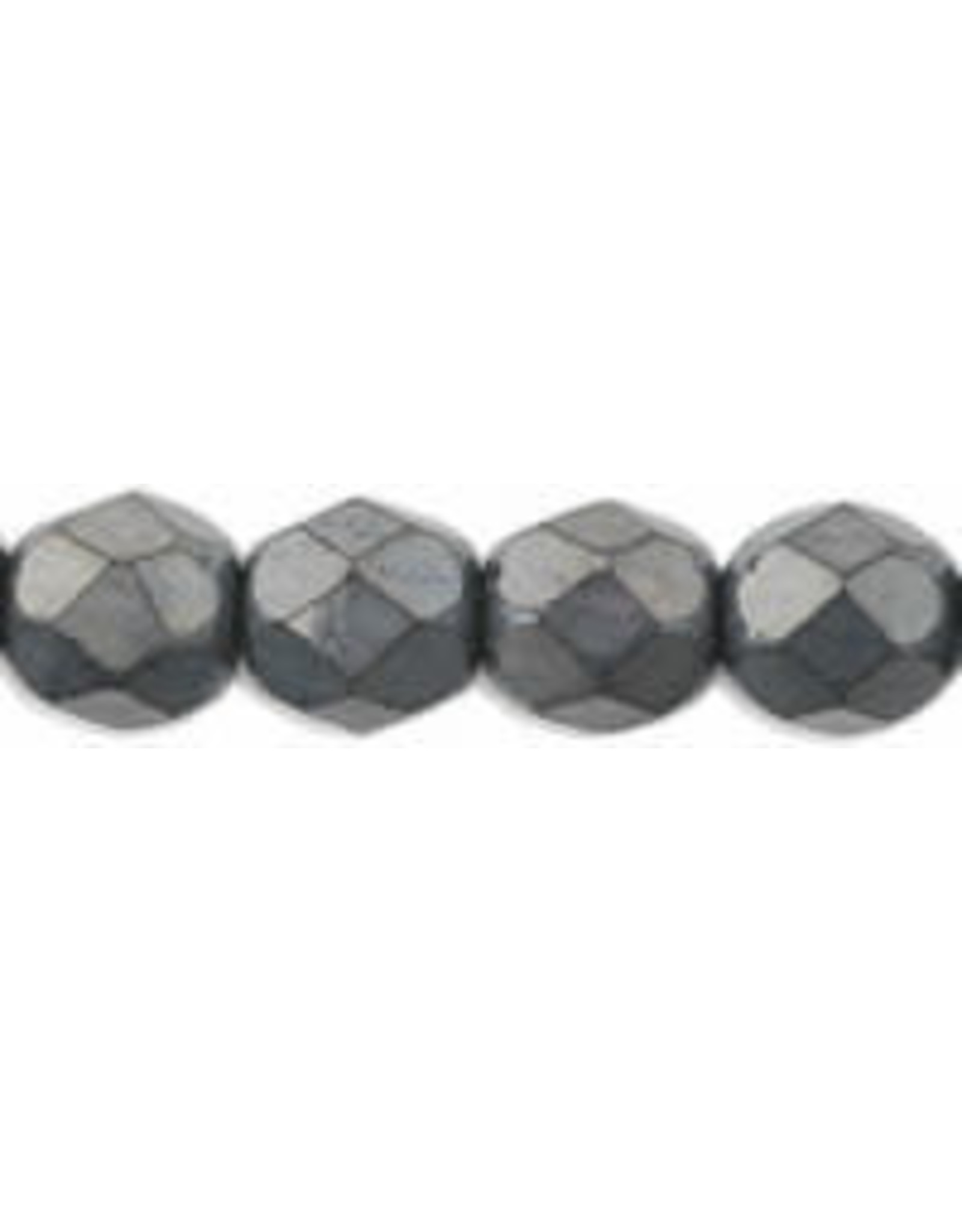 Czech 6mm Fire Polish  Hematite Grey Metallic  x25