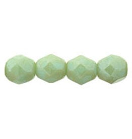 Czech 6mm Fire Polish Pale Turquoise  Green Stardust x25