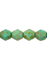 Czech 6mm Fire Polish Turquoise  Green Picasso x25