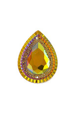 Drop Resin Cabochon 20x30mm Yellow Sun AB  x2