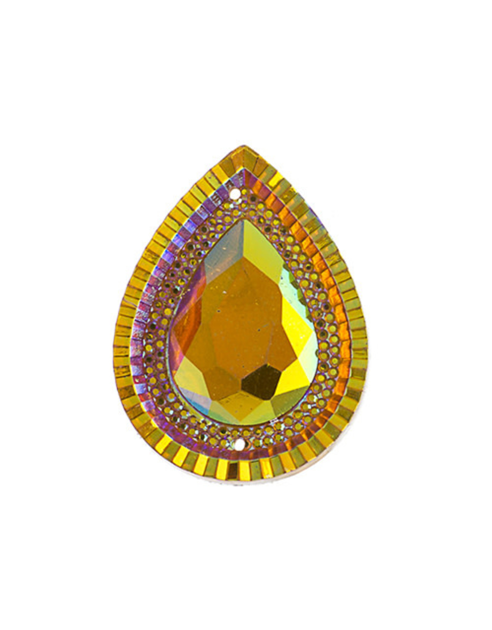 Drop Resin Cabochon 20x30mm Yellow Sun AB  x2