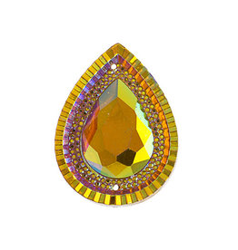 Drop Resin Cabochon 20x30mm Yellow Sun AB  x2