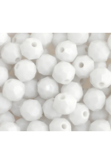 Faceted Round  8mm Opaque White  x250