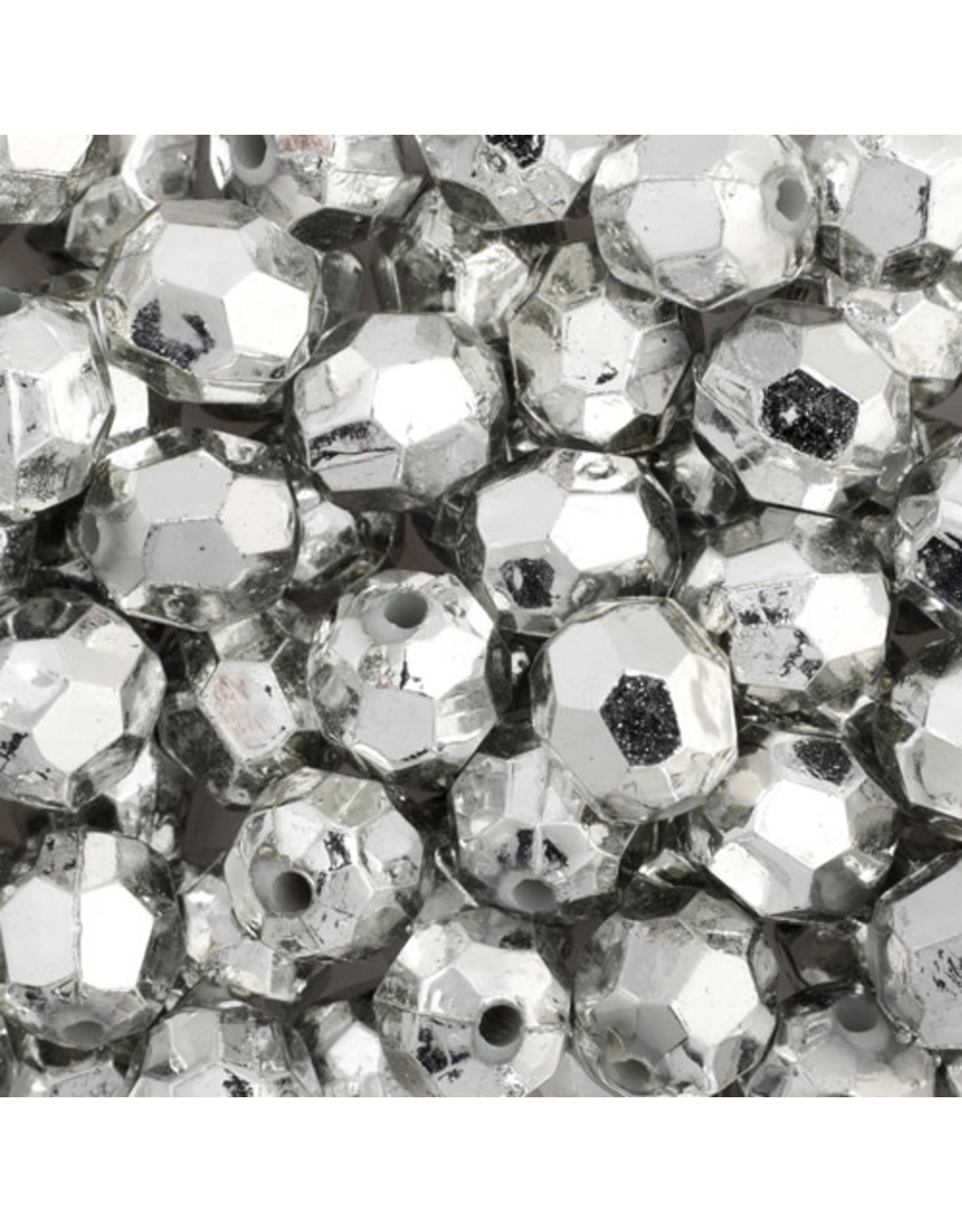 Faceted Round  8mm Silver x250