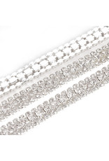 Rhinestone Banding 3 row 9mm Silver/Clear  x1 foot