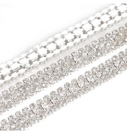 Rhinestone Banding 3 row 9mm Silver/Clear  x1 foot