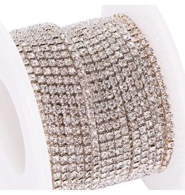 Rhinestone Banding 1 row 2mm Silver/Clear   x1 foot