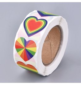 Rainbow Sticker  Heart  25mm  x500