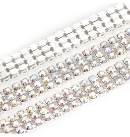 Rhinestone Banding 3 row 11mm Silver/Clear AB  x1 foot