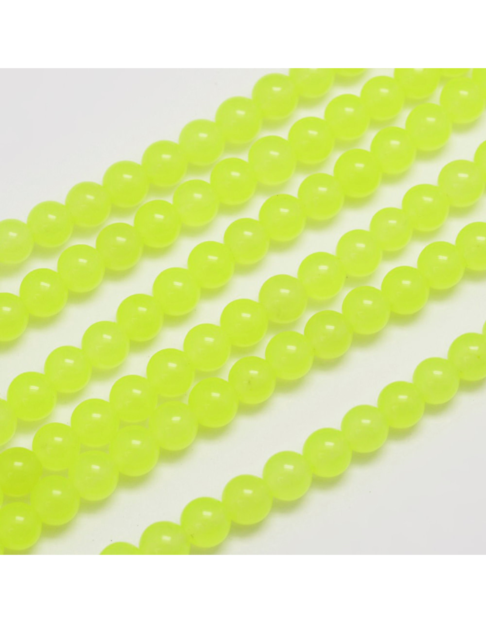 Malaysia  Jade Dyed 6mm Bright Yellow  15" Strand  apprx 60 beads