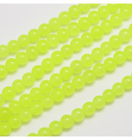 Malaysia  Jade Dyed 6mm Bright Yellow  15" Strand  apprx 60 beads