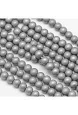 8mm Round Glass Pearl  Silver  approx  x50