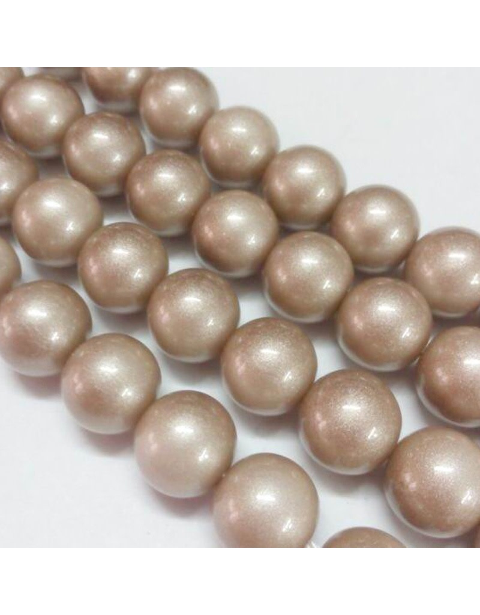 8mm Round Glass Pearl  Light Bronze Brown  approx  x50