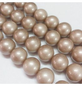 8mm Round Glass Pearl  Light Bronze Brown  approx  x50