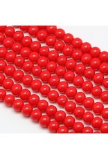 8mm Round Glass Pearl  Cerise Red  approx  x50