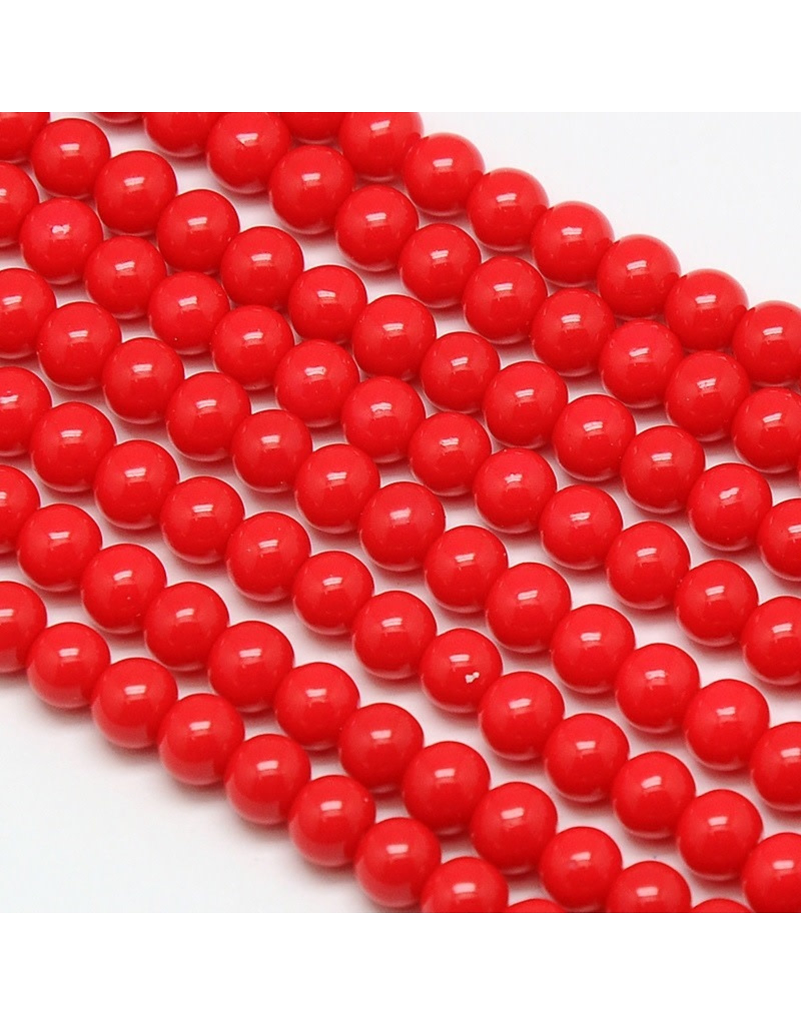 8mm Round Glass Pearl  Cerise Red  approx  x50
