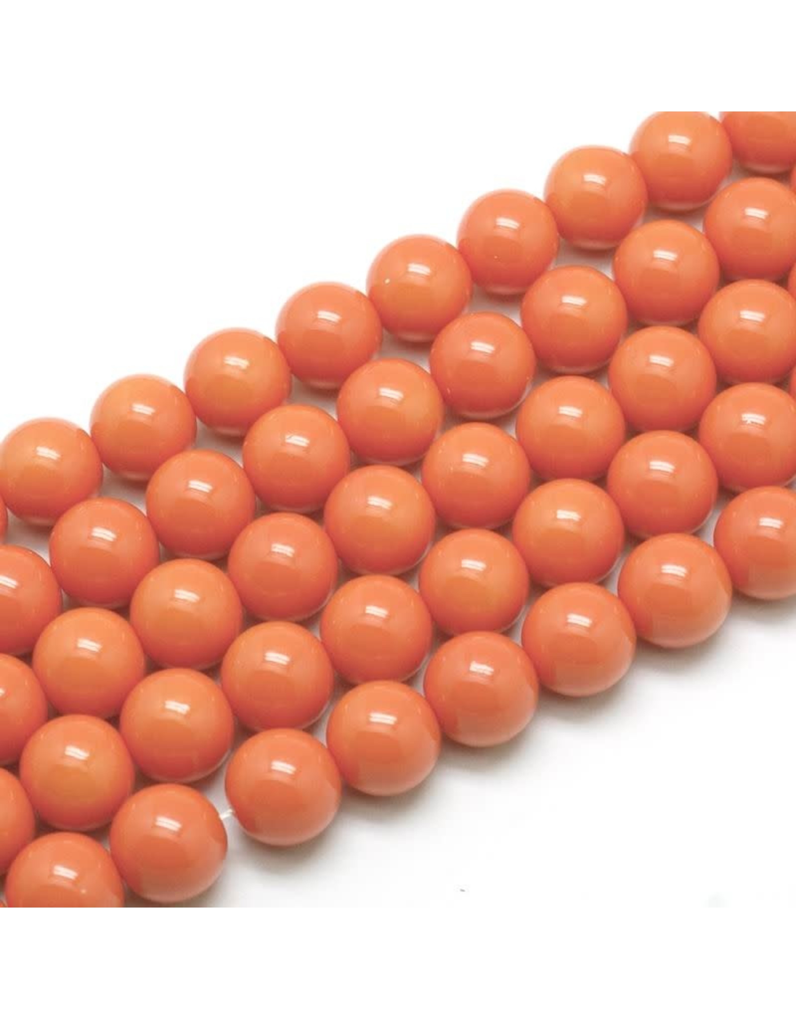 8mm Round Glass Pearl  Orange  approx  x50